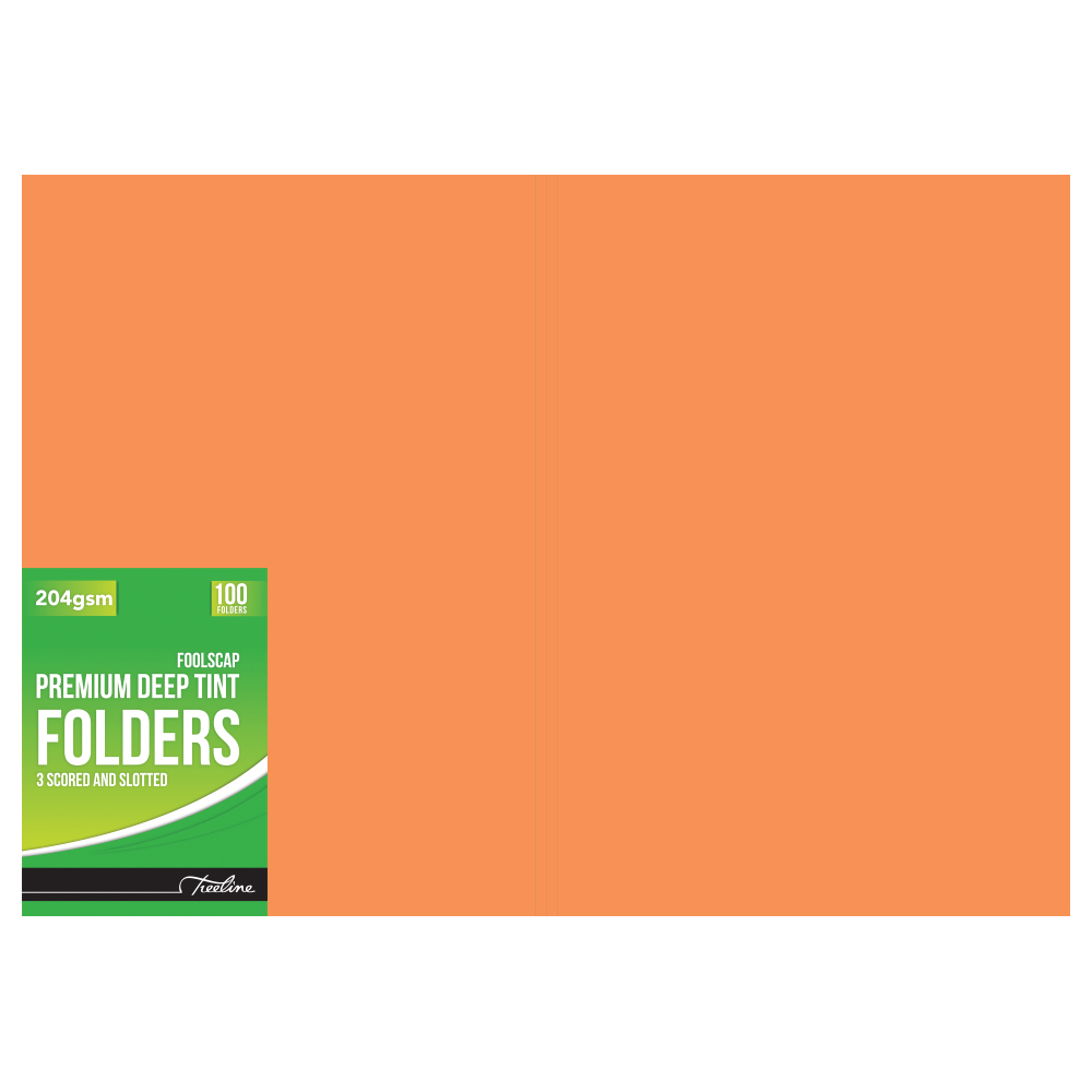Treeline Folders Premium Deep Tint 204gsm Pkt 100 Orange