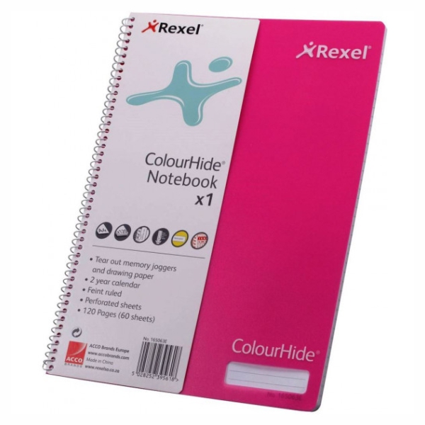 Rexel Colourhide A4 Notebook Pink